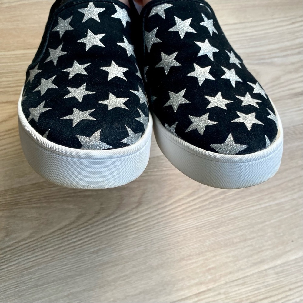 Kate Spade Liberty Black & Silver Metallic Star Suede Sneakers - Slip-On - Picture 7 of 9